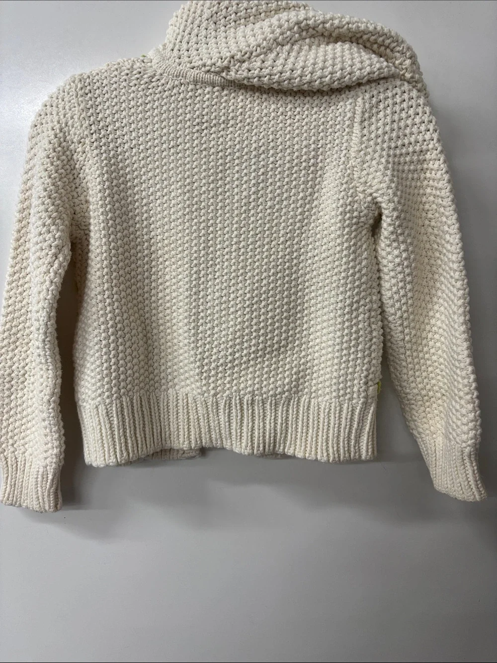 Gymboree Cream Hooded Knit Cardigan with Pink, Green, and Blue Stitching